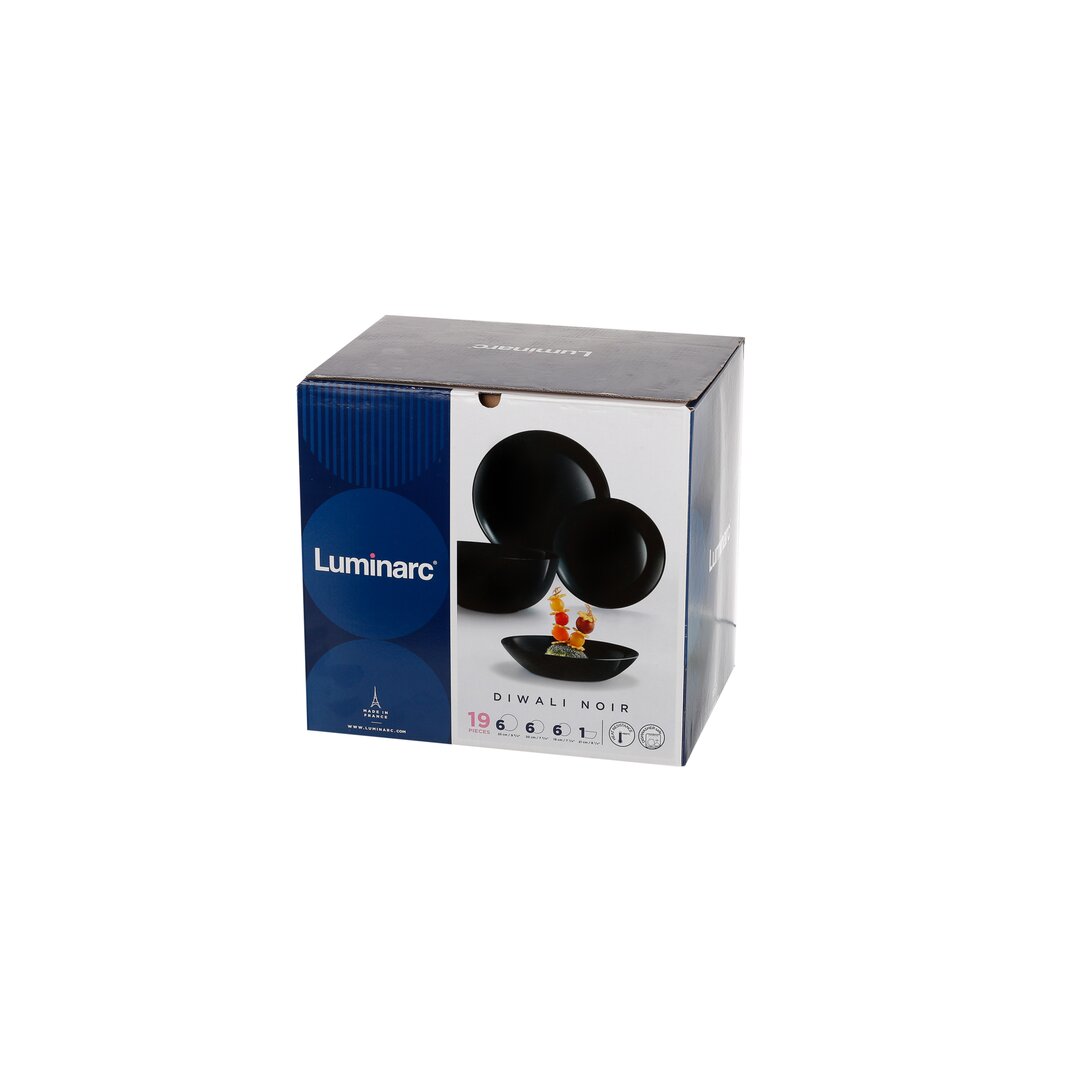 Luminarc Diwali Set Pjatash Ngjyrë e Zezë,19 Copë