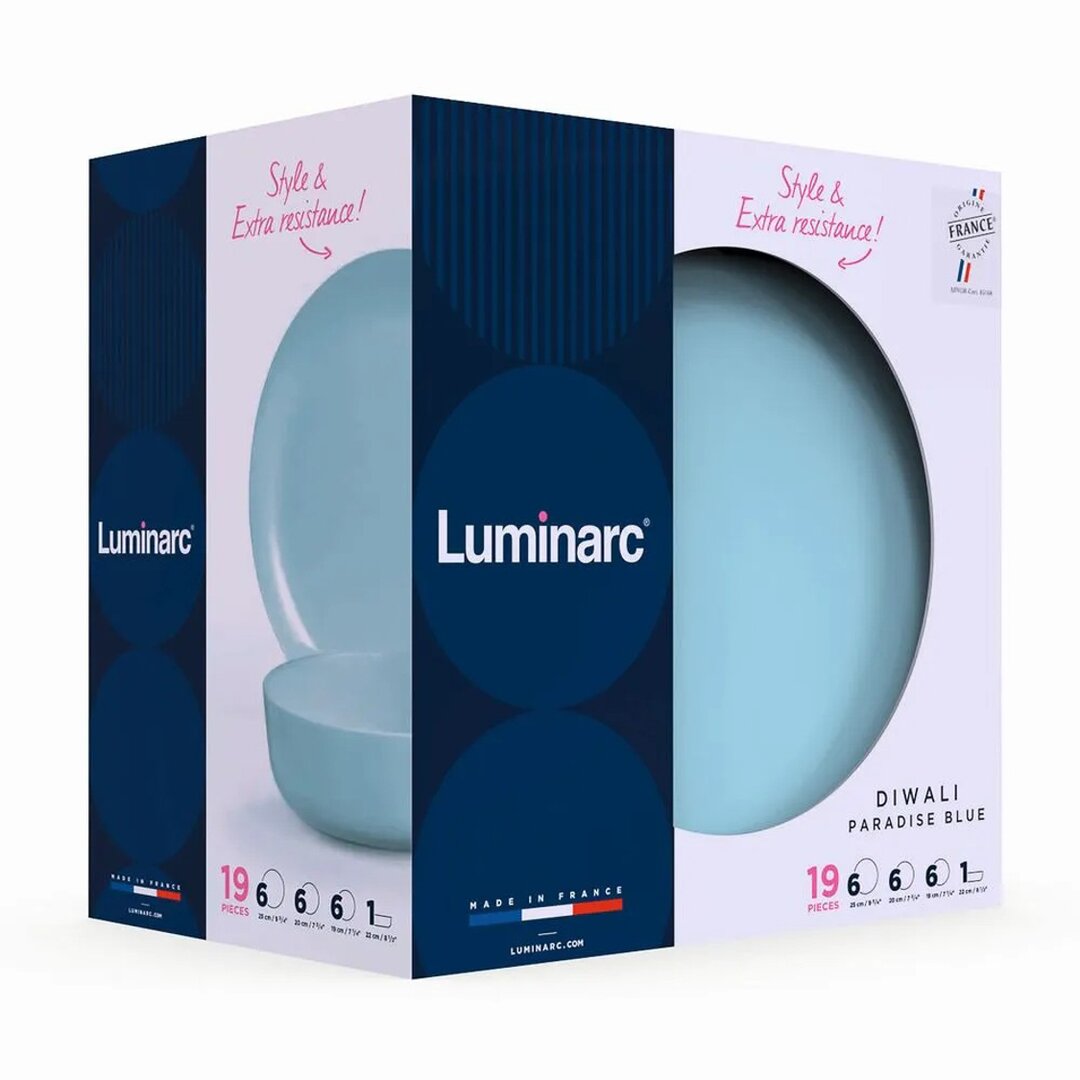 Luminarc Diwali Paradise Blue Set Pjatash, 19 Copë