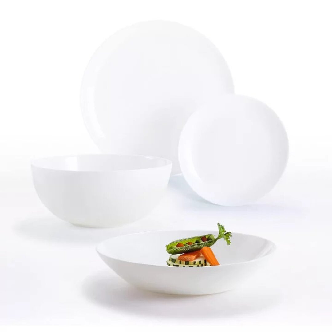 Luminarc Diwali White Plate Set, 19 Pieces