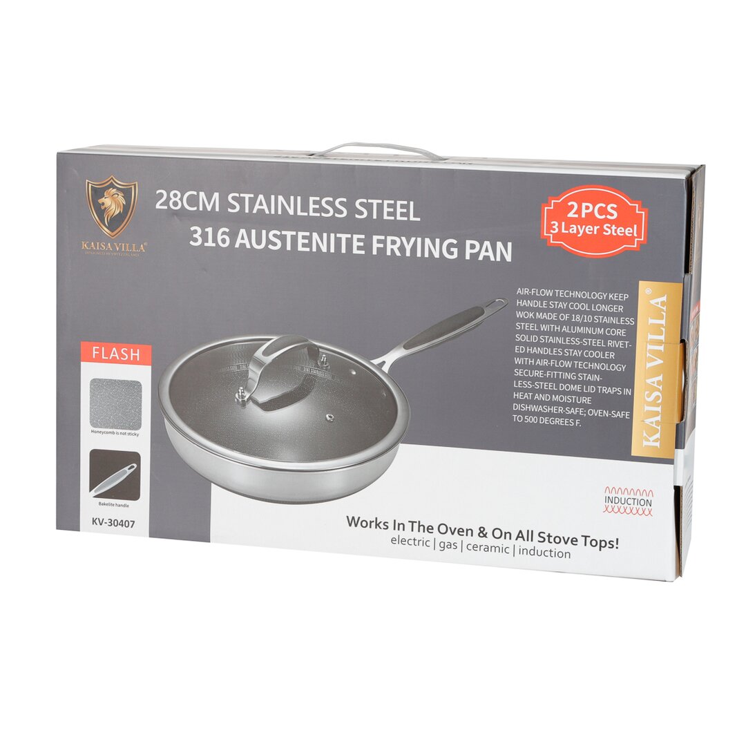 Kaisa Villa Tigan Inoksi  me Kapak 28 Cm, 1 Copë