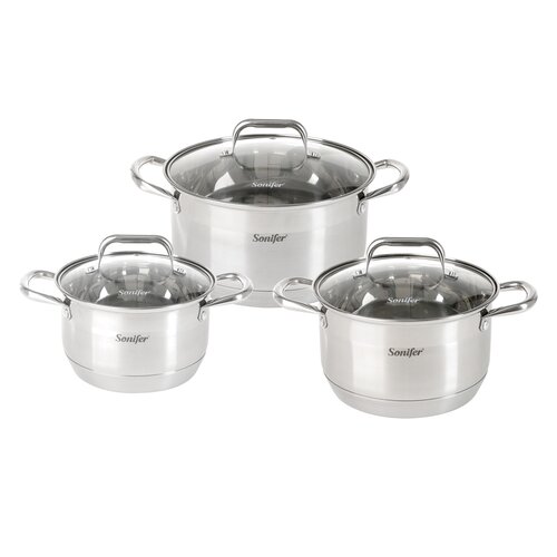 Sonifer Stainless Steel Cookware Set S SF-1139, 6 Pieces