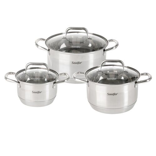 Sonifer Stainless Steel Cookware Set S SF-1137, 6 Pieces