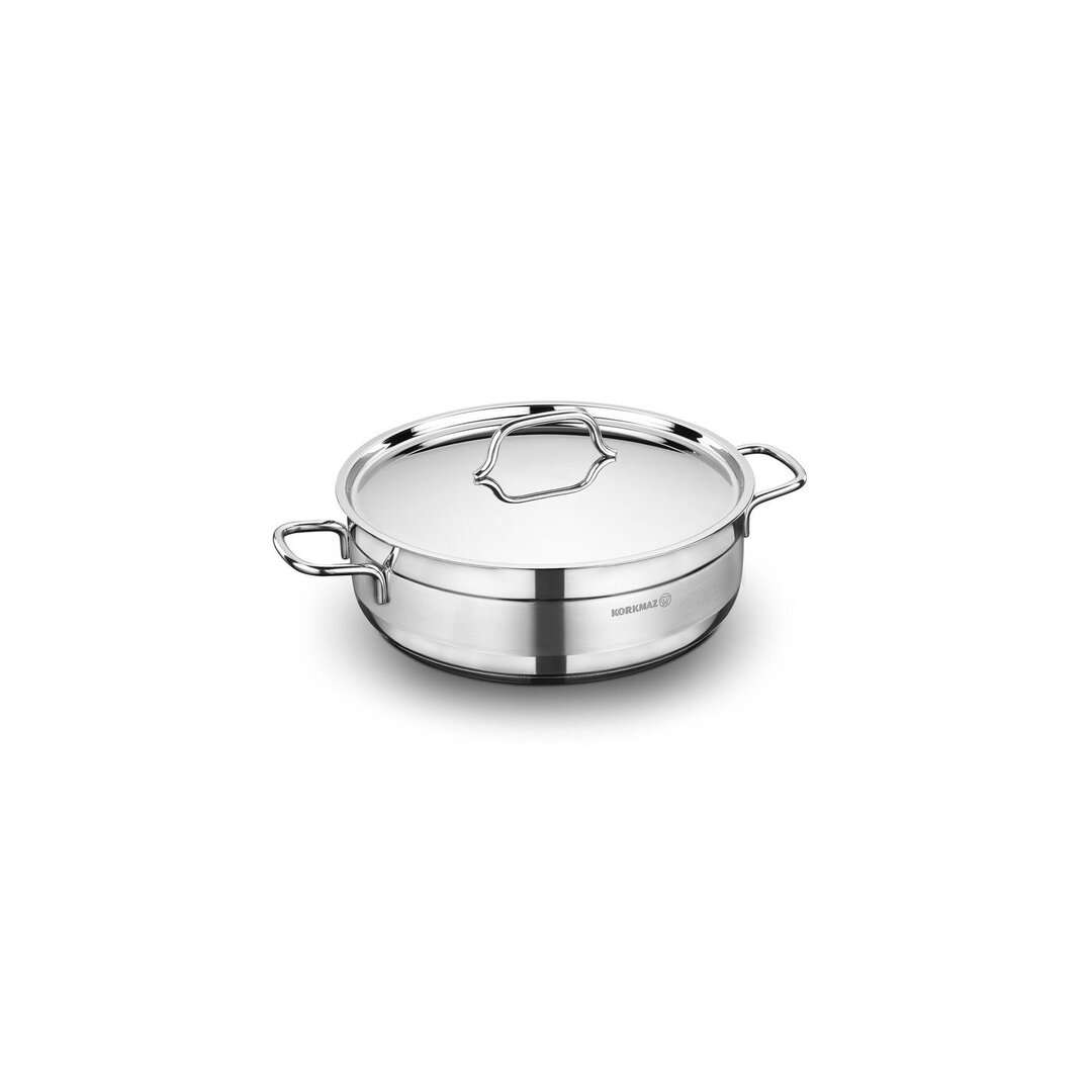 Korkmaz Alfa Stainless Steel Pot Low, 24x8 cm, 3.5 Lt, A1022, 1 Piece