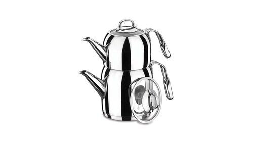 Korkmaz Steama Stainless Steel Kettle, 0.9 Lt and 1.6 Lt, A191, 2 Pieces
