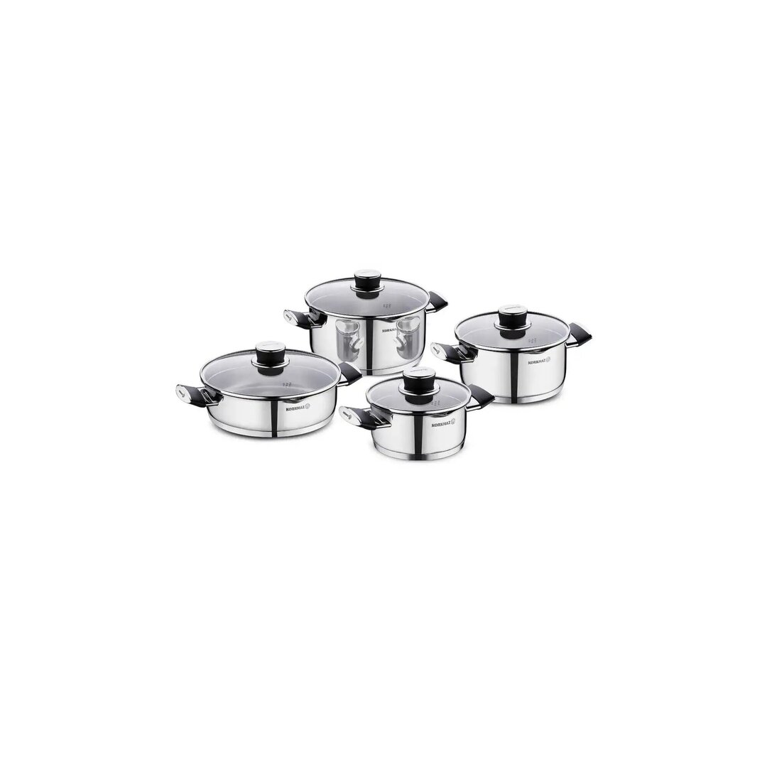 Korkmaz Pera Stainless Steel Cookware Set, 8 Pieces