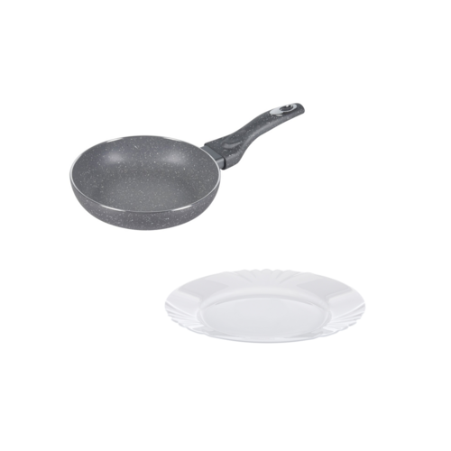 Storm Basket Granite Frying Pan, 20 Cm and 6 Luminarc Cadix Dessert Plates, 19 Cm