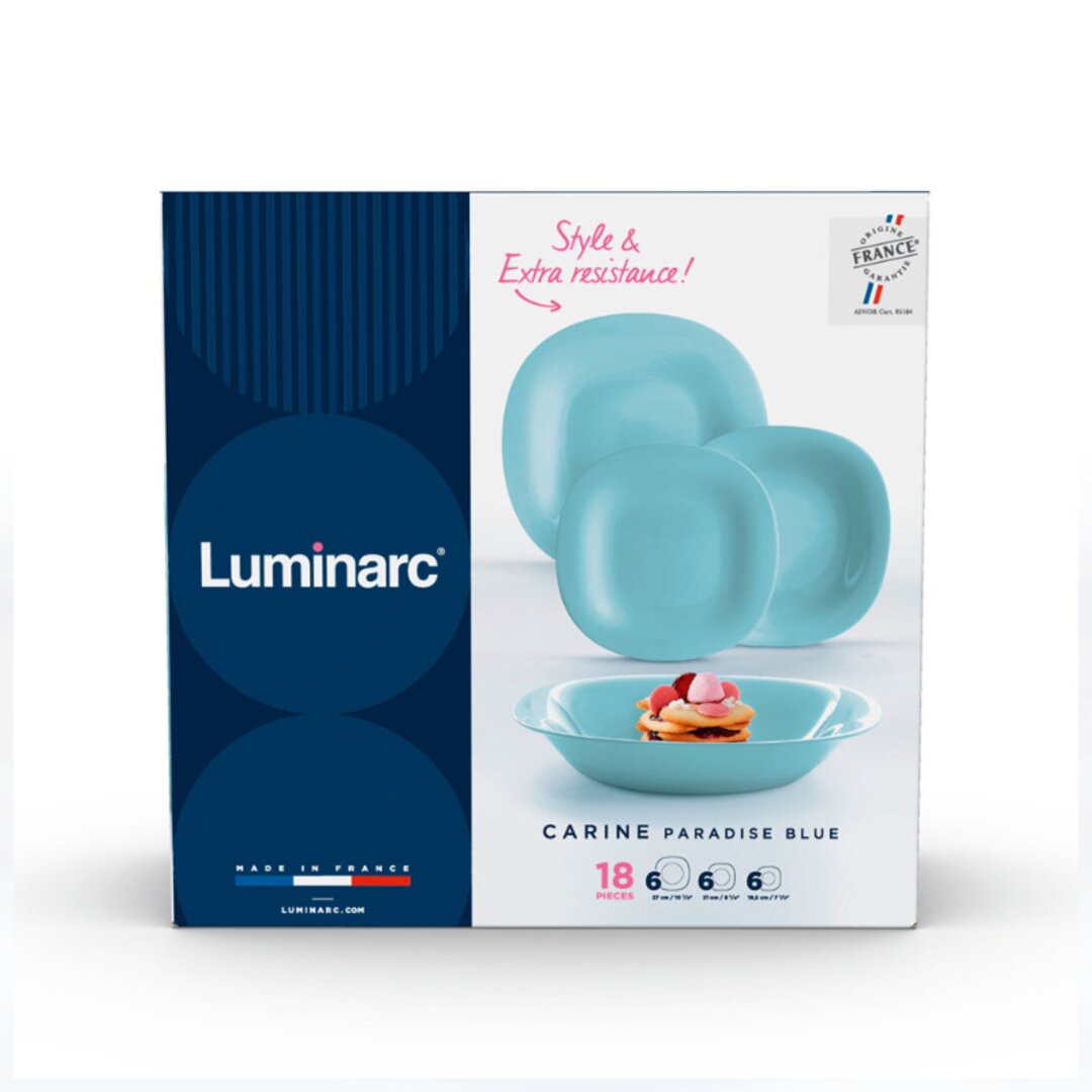 Luminarc Carine Blue Plate Set, 18 Pieces