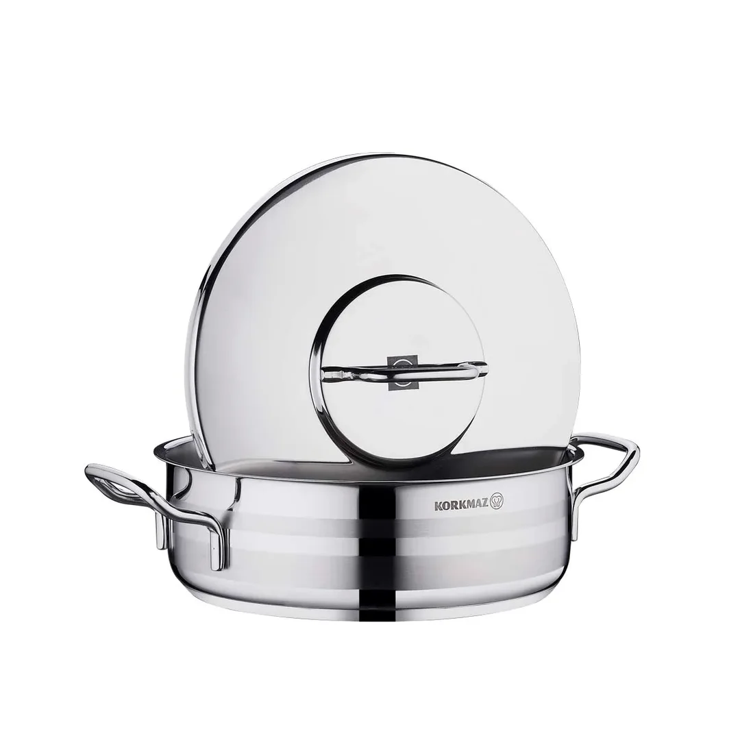 Korkmaz Astra 2 Stainless Steel Pot Low, 24x8 Cm, 3.5 Lt, A2034, 1 Piece