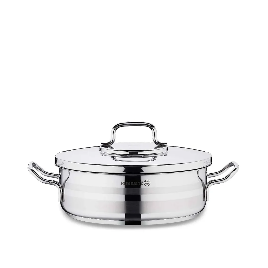 Korkmaz Astra 2 Stainless Steel Pot Low, 24x8 Cm, 3.5 Lt, A2034, 1 Piece