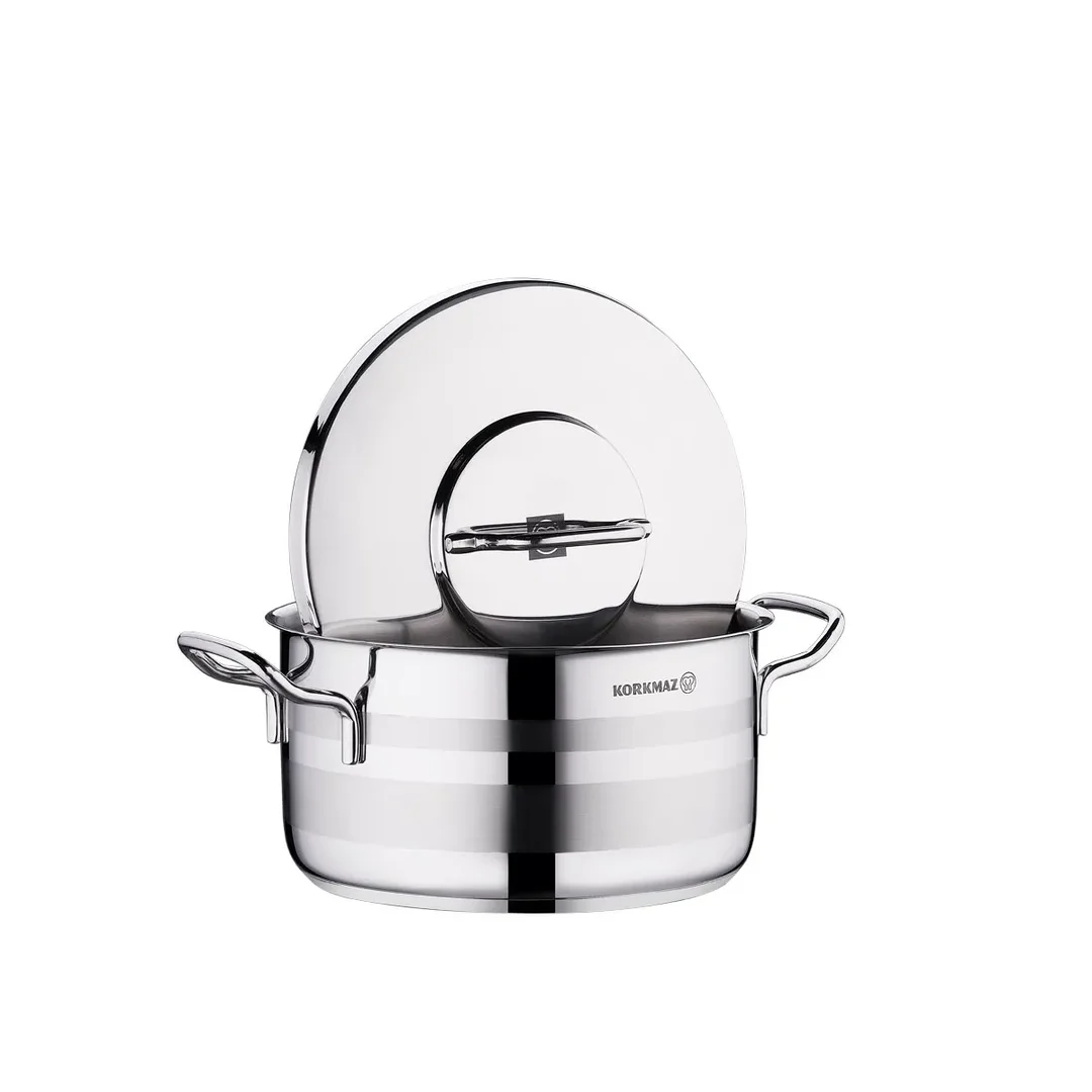 Korkmaz Astra 2 Pot Stainless Steel Casserole, 16x9 Cm, 1.8 lt, A2021, 1 Piece