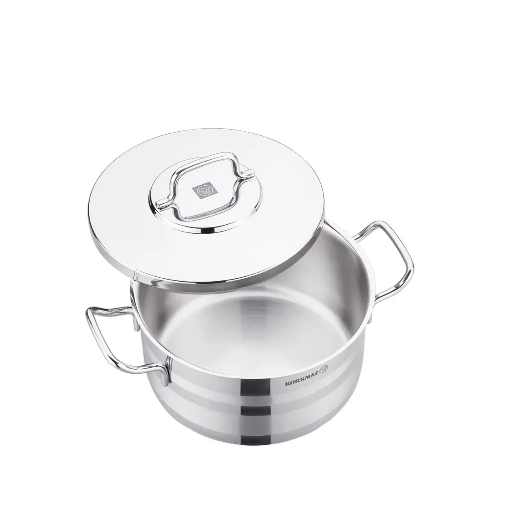 Korkmaz Astra 2 Pot Stainless Steel Casserole, 16x9 Cm, 1.8 lt, A2021, 1 Piece