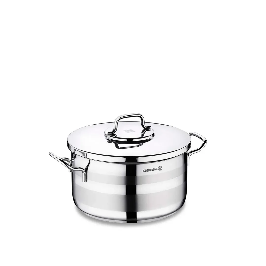 Korkmaz Astra 2 Pot Stainless Steel Casserole, 20x11 Cm, 3.3 Lt, A2023, 1 Piece