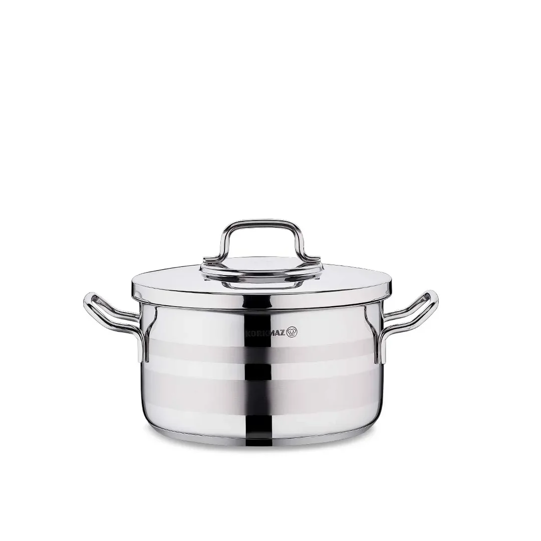 Korkmaz Astra 2 Pot Stainless Steel Casserole, 20x11 Cm, 3.3 Lt, A2023, 1 Piece