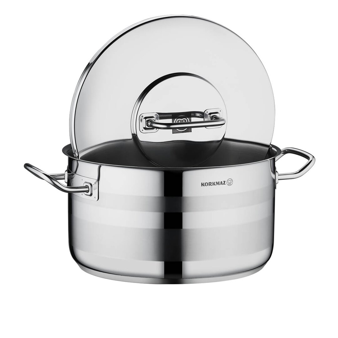 Korkmaz Astra 2 Pot Stainless Steel Casserole, 30x18 Cm, 12.5 Lt, A2028, 1 Piece