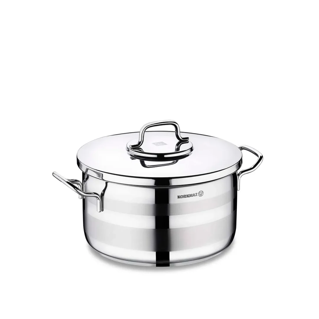 Korkmaz Astra 2 Pot Stainless Steel Casserole, 26x14 Cm, 7.25 Lt, A2026, 1 Piece