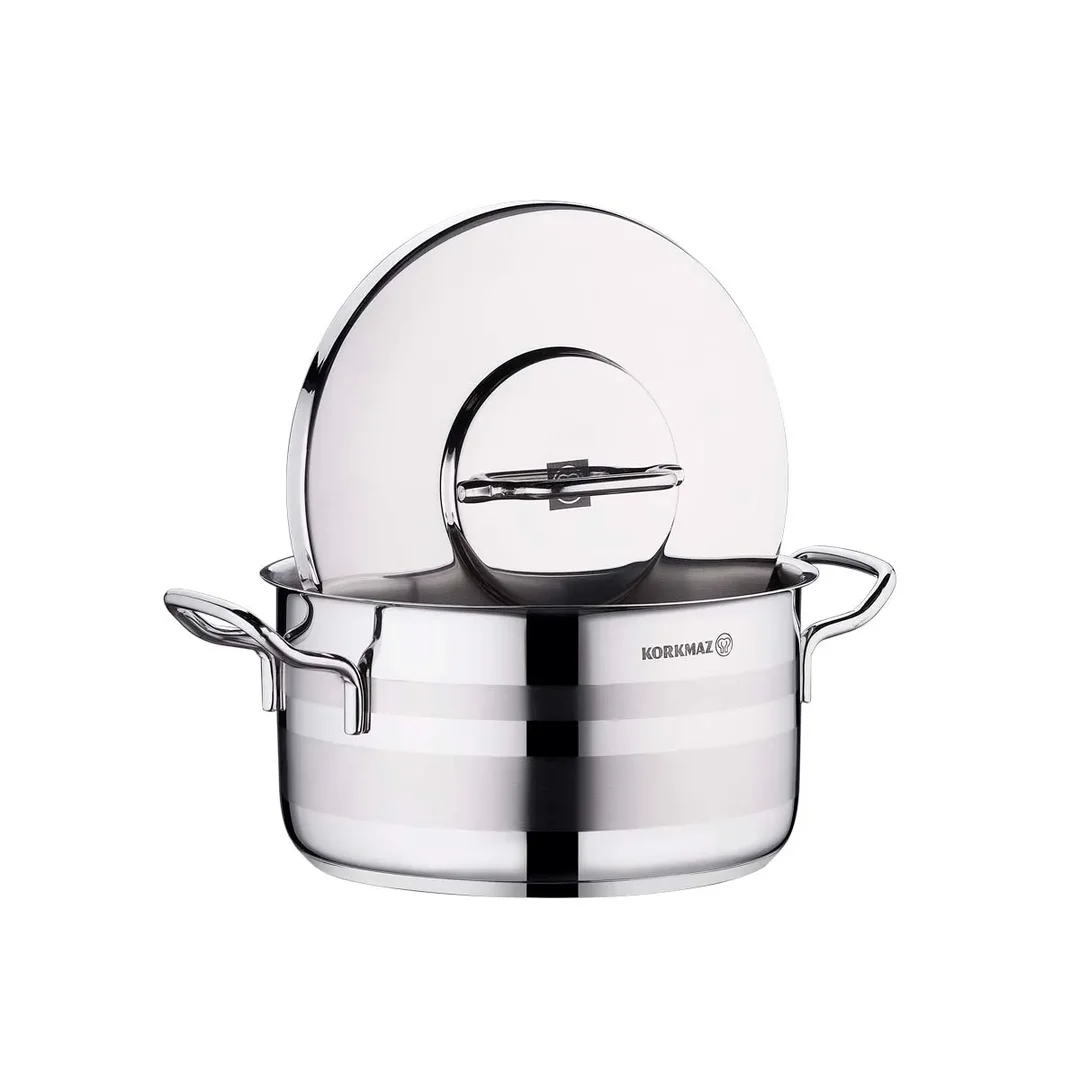 Korkmaz Astra 2 Pot Stainless Steel Casserole, 26x14 Cm, 7.25 Lt, A2026, 1 Piece