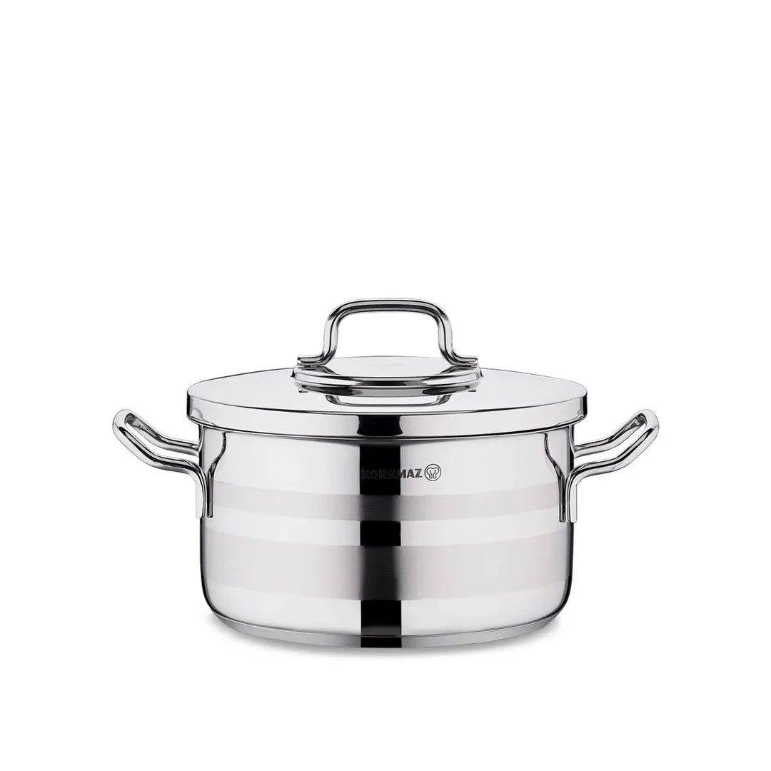 Korkmaz Astra 2 Pot Stainless Steel Casserole, 26x14 Cm, 7.25 Lt, A2026, 1 Piece