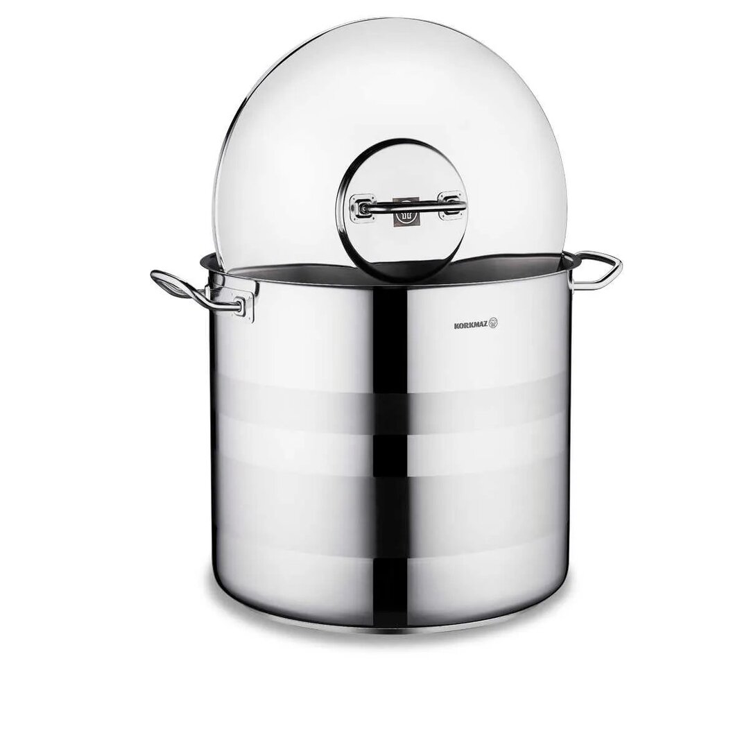 Korkmaz Astra 2 Stainless Steel Extra Deep Pot, 36x33 Cm, 33.5 Lt, A2032, 1 Piece