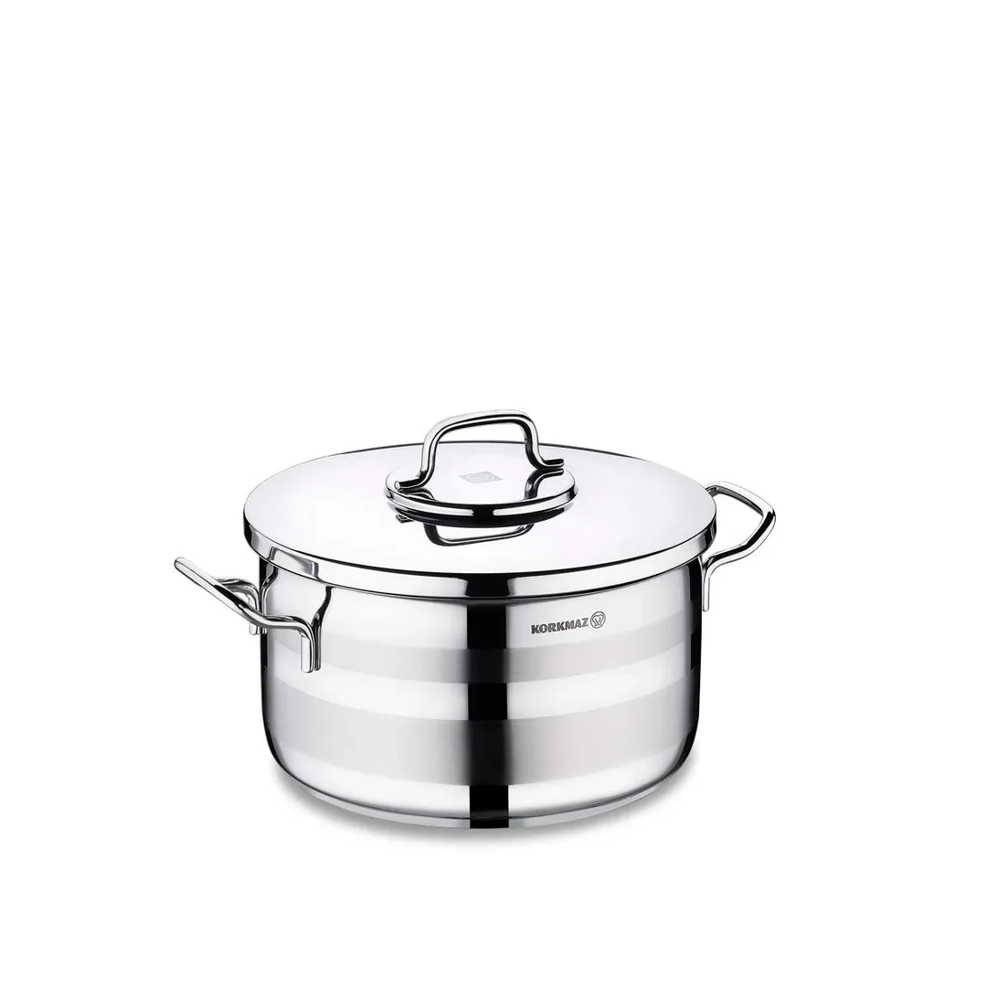 Korkmaz Astra 2 Pot Stainless Steel Casserole, 22x12 Cm, 4.35 Lt, A2024, 1 Piece