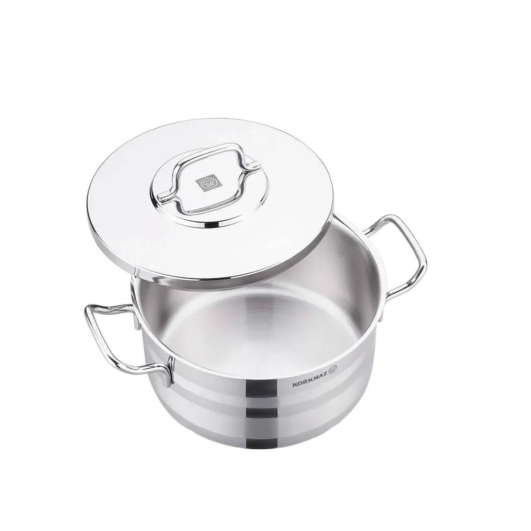 Korkmaz Astra 2 Pot Stainless Steel Casserole, 22x12 Cm, 4.35 Lt, A2024, 1 Piece