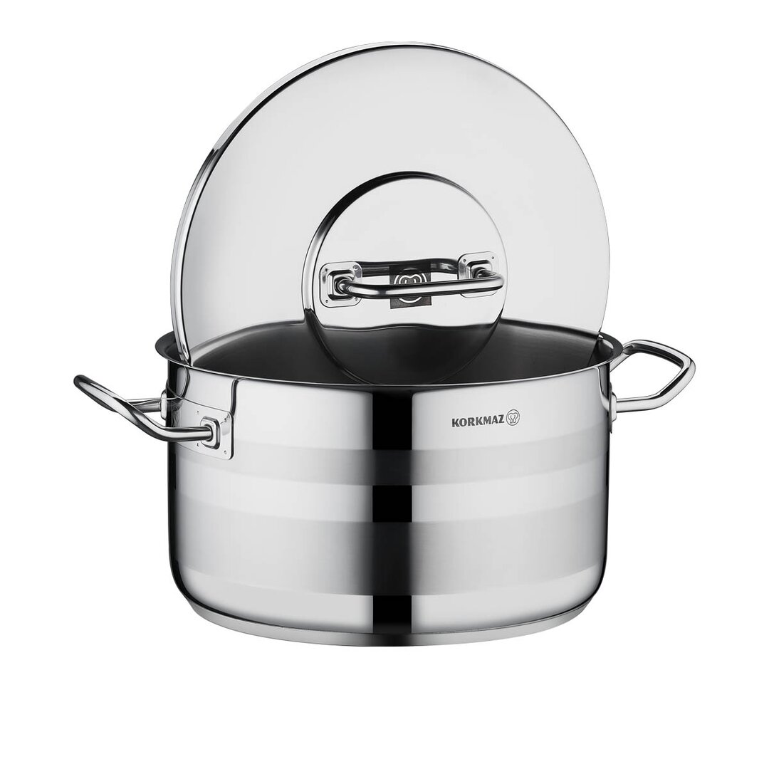 Korkmaz Astra 2 Pot Stainless Steel Casserole, 28x16 Cm, 9.5 Lt, A2027, 1 Piece