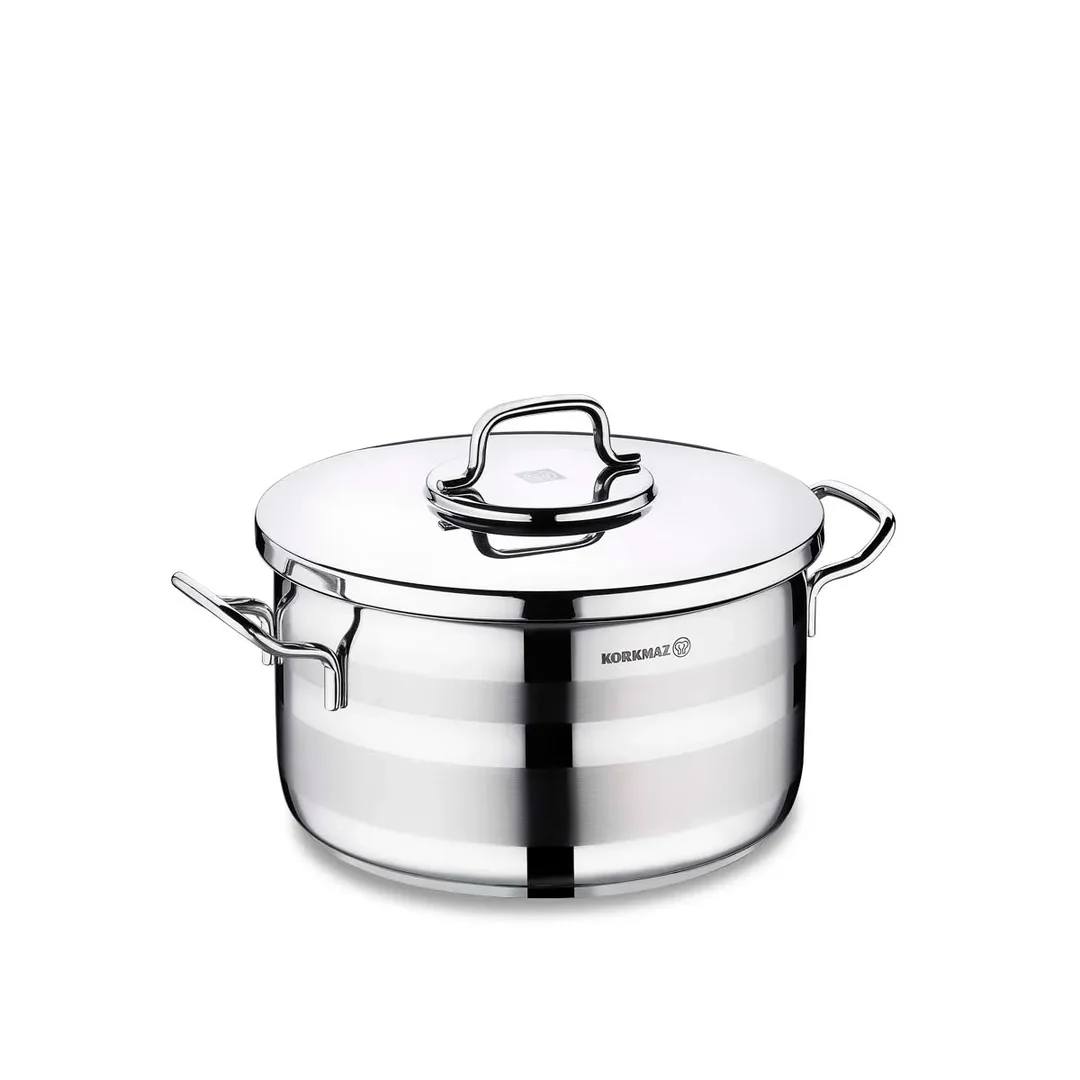 Korkmaz Astra 2 Pot Stainless Steel Casserole, 24x13 Cm, 5.75 Lt, A2025, 1 Piece