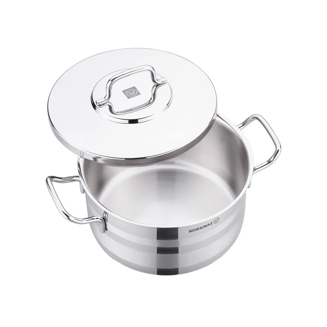 Korkmaz Astra 2 Pot Stainless Steel Casserole, 24x13 Cm, 5.75 Lt, A2025, 1 Piece