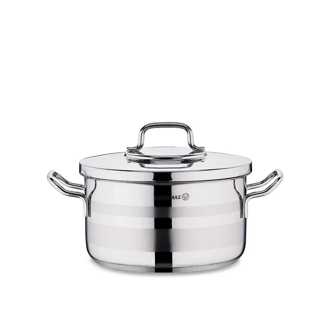 Korkmaz Astra 2 Pot Stainless Steel Casserole, 24x13 Cm, 5.75 Lt, A2025, 1 Piece