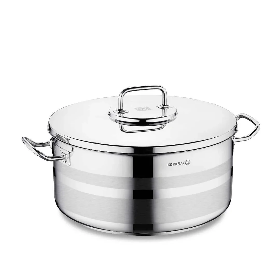Korkmaz Astra 2 Stainless Steel Pot Low, 36x17 Cm, 17 Lt, A2039, 1 Piece