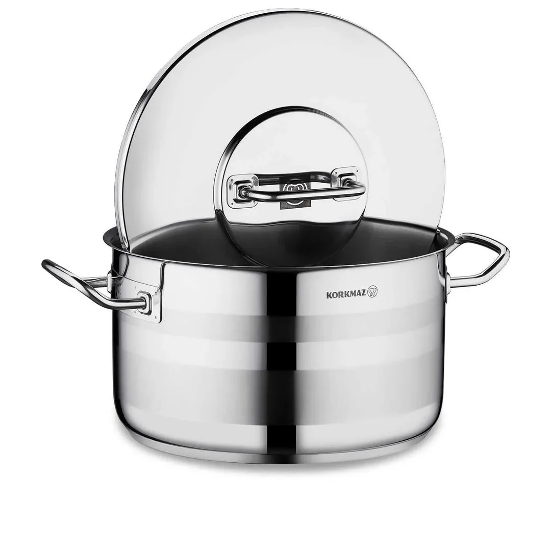 Korkmaz Astra 2 Stainless Steel Pot Low, 36x17 Cm, 17 Lt, A2039, 1 Piece