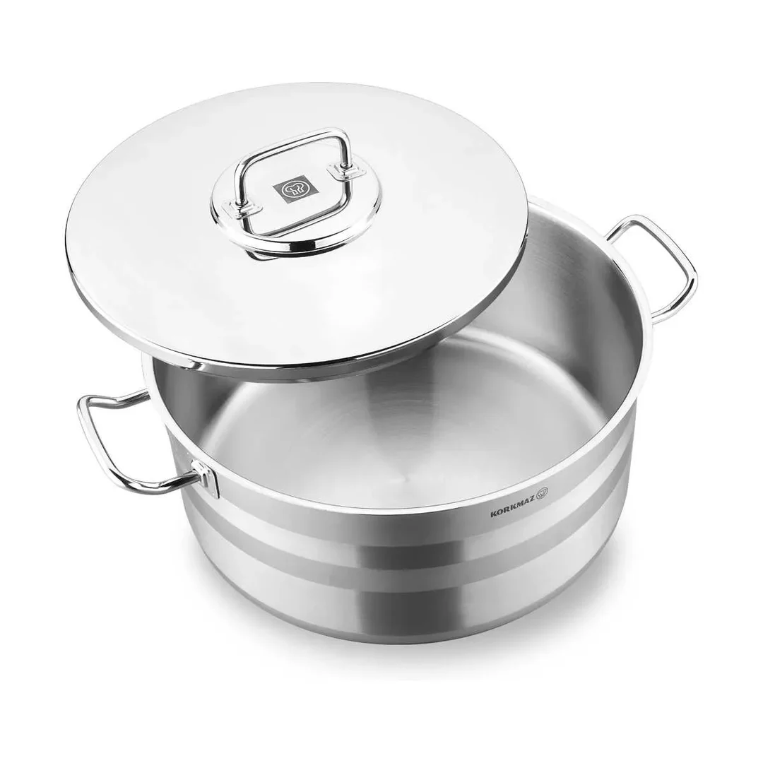 Korkmaz Astra 2 Stainless Steel Pot Low, 36x17 Cm, 17 Lt, A2039, 1 Piece