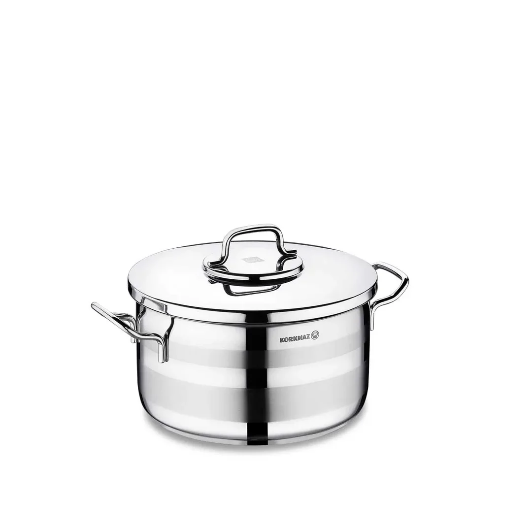 Korkmaz Astra 2 Pot Stainless Steel Casserole, 18x10 Cm, 2.6 Lt, A2022, 1 Piece
