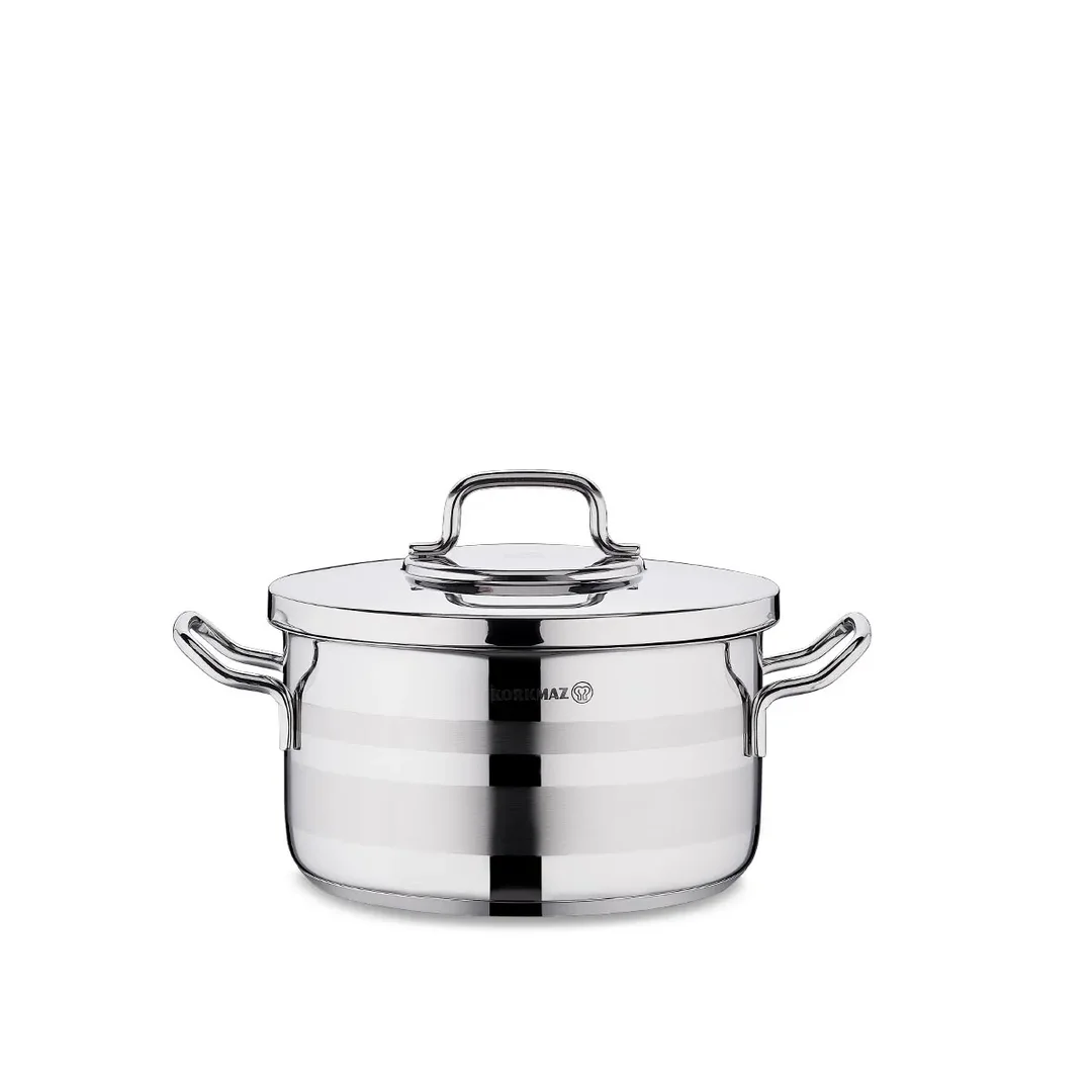 Korkmaz Astra 2 Pot Stainless Steel Casserole, 18x10 Cm, 2.6 Lt, A2022, 1 Piece