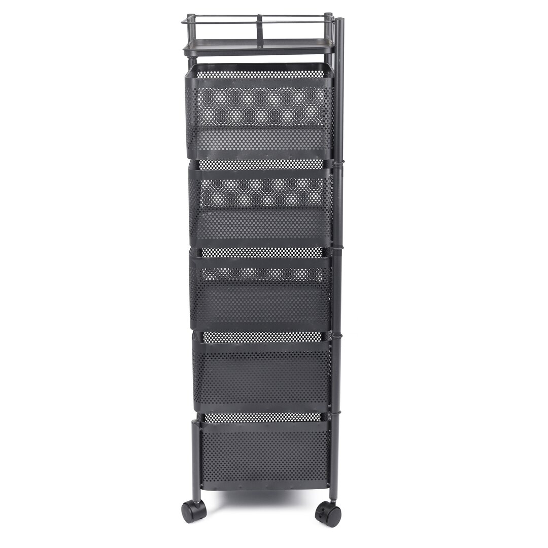 Square Vegetable Cart with 5 Tiers Black, 26.5x26.5x93 Cm, 26-2, 1 Piece