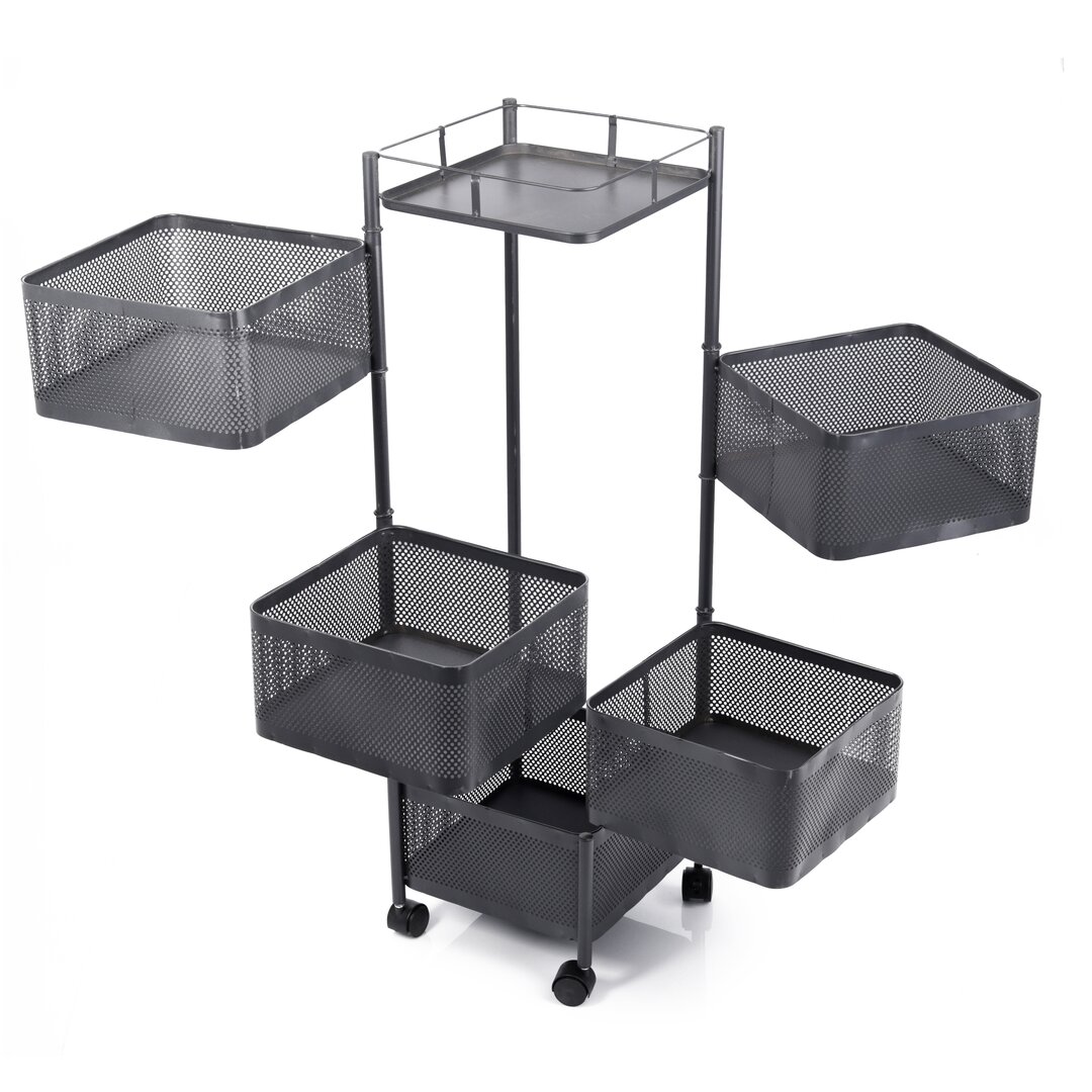 Square Vegetable Cart with 5 Tiers Black, 26.5x26.5x93 Cm, 26-2, 1 Piece