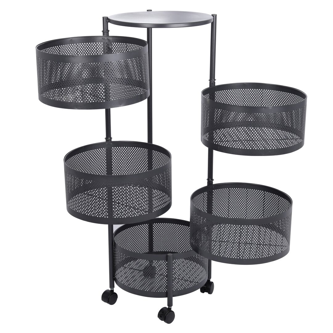 Circular Vegetable Cart with 5 Tiers Black, 34x34x90 Cm, 26-1, 1 Piece