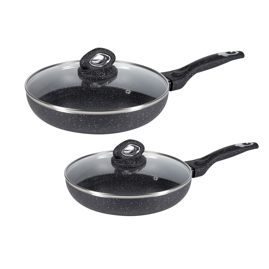 Shportë Midnight Tigan Granit me Kapak, 22 dhe 26 Cm, 2 Copë