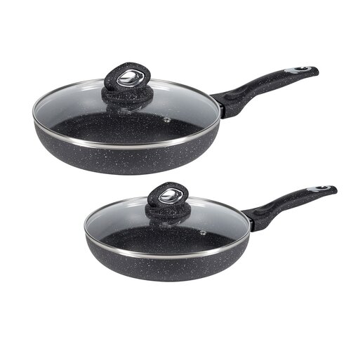 Shportë Midnight Tigan Granit me Kapak, 22 dhe 26 Cm, 2 Copë