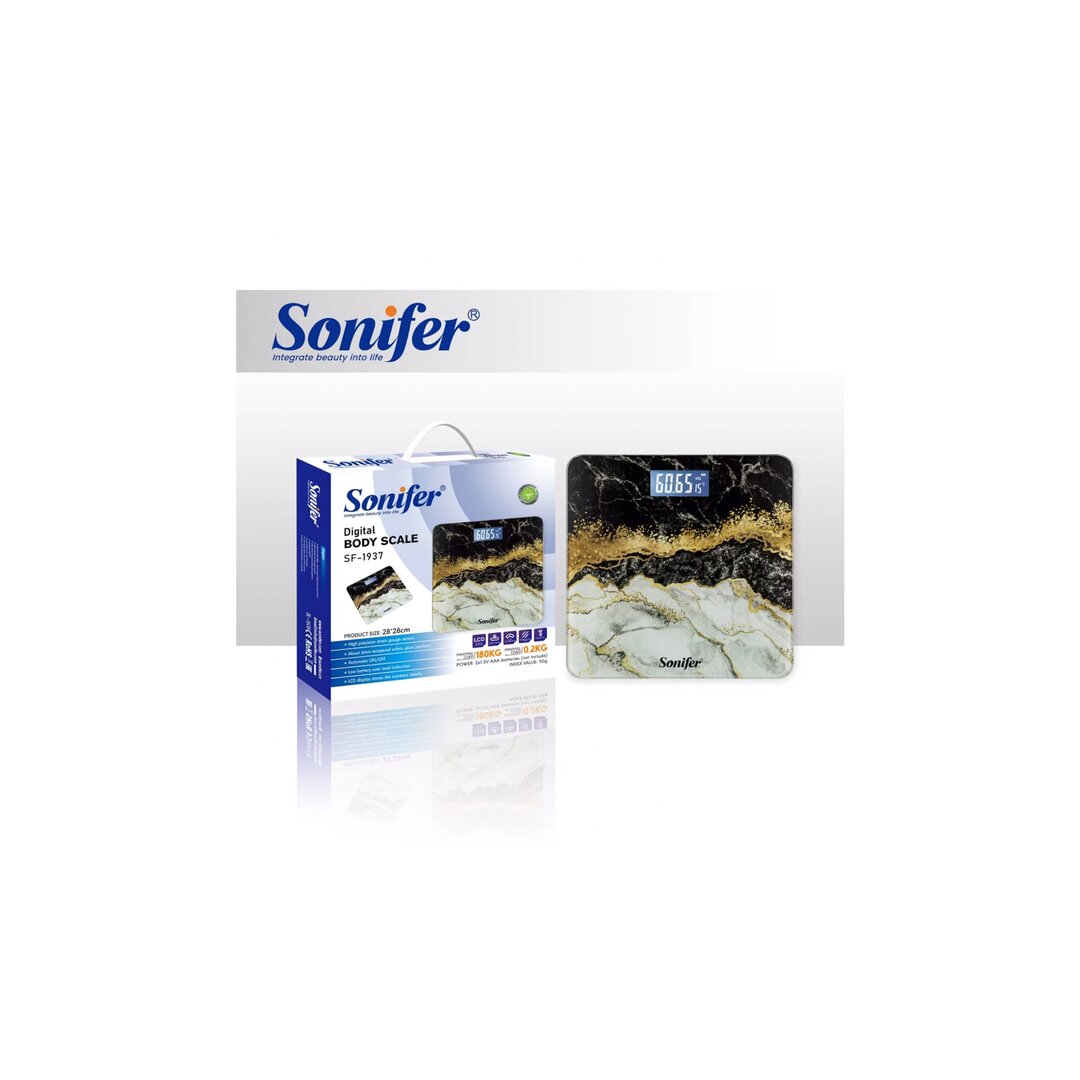 Sonifer Peshore Personi Digitale Marble Black, 180 Kg, Sf-1937, 1 Copë