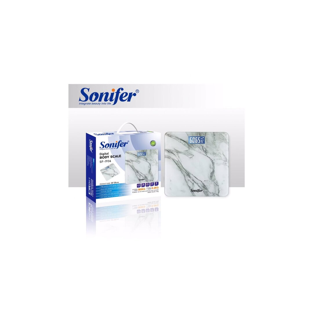Sonifer Peshore Personi Digitale Marble White, 180 Kg, Sf-1936, 1 Copë