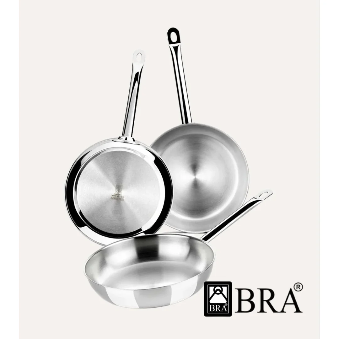 Isogona Bra Profesional Set Tigan Inoksi 18-22-26 Cm, 3 Copë