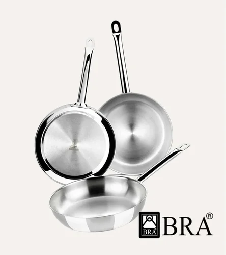 Isogona Bra Professional Stainless Steel Frying Pan Set 18-22-26 Cm, 3 Pieces