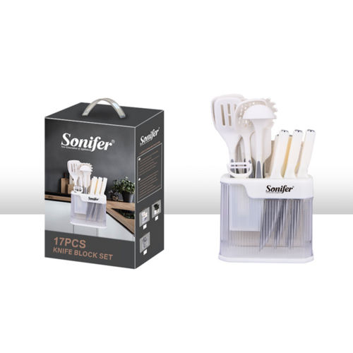 Sonifer Set Gatimi & Thika Silikoni me Mbajtëse, B/G/W, Sf-1229ABC, 17 Copë