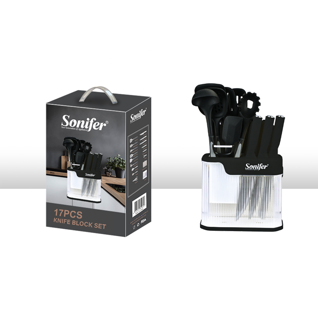 Sonifer Set Gatimi & Thika Silikoni me Mbajtëse, B/G/W, Sf-1229ABC, 17 Copë