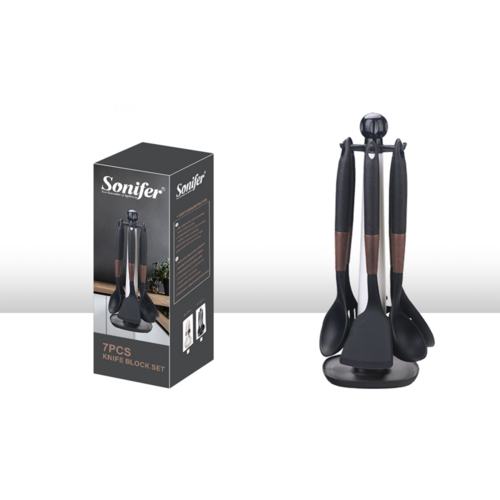 Sonifer Set Gatimi Lugë Silikoni me Varje, B/W, Sf-1227AB, 7 Copë