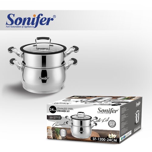 Sonifer Set Tenxhere Banjëmari 24 Cm, 6.3 Lt, Sf-1200-24, 3 Copë
