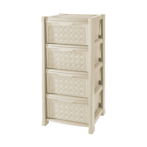 Tontarelli Arianna Cassettiera Beige Komodinë me 4 Kate, 39x39x82.5 Cm, 1 Copë
