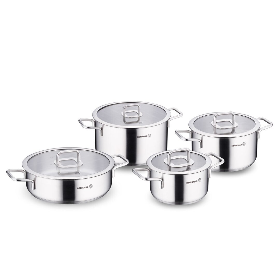 Korkmaz Stella Stainless Steel Cookware Set, A2931, 8 Pieces