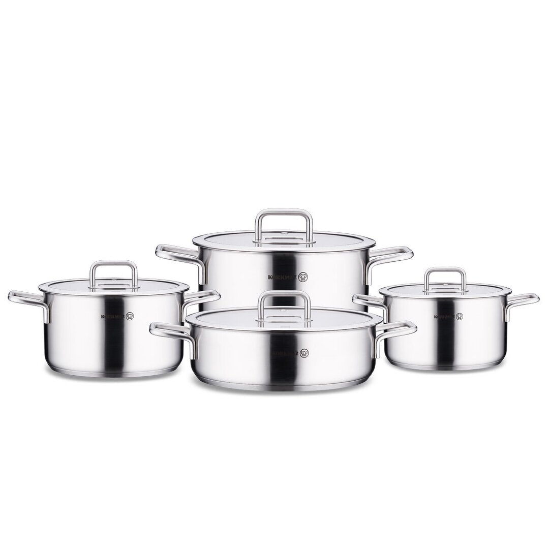 Korkmaz Stella Stainless Steel Cookware Set, A2931, 8 Pieces