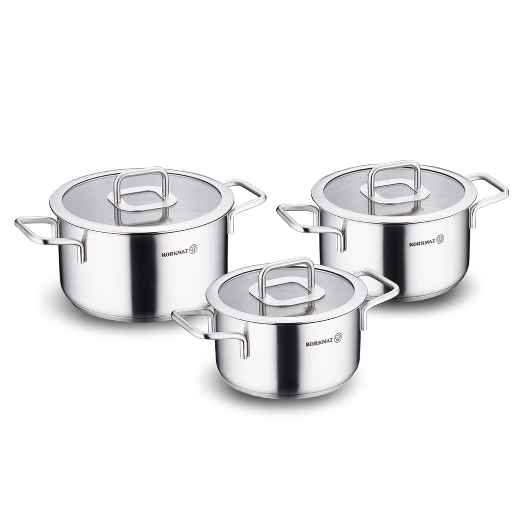 Korkmaz Stella Stainless Steel Cookware Set, A2930, 6 Pieces